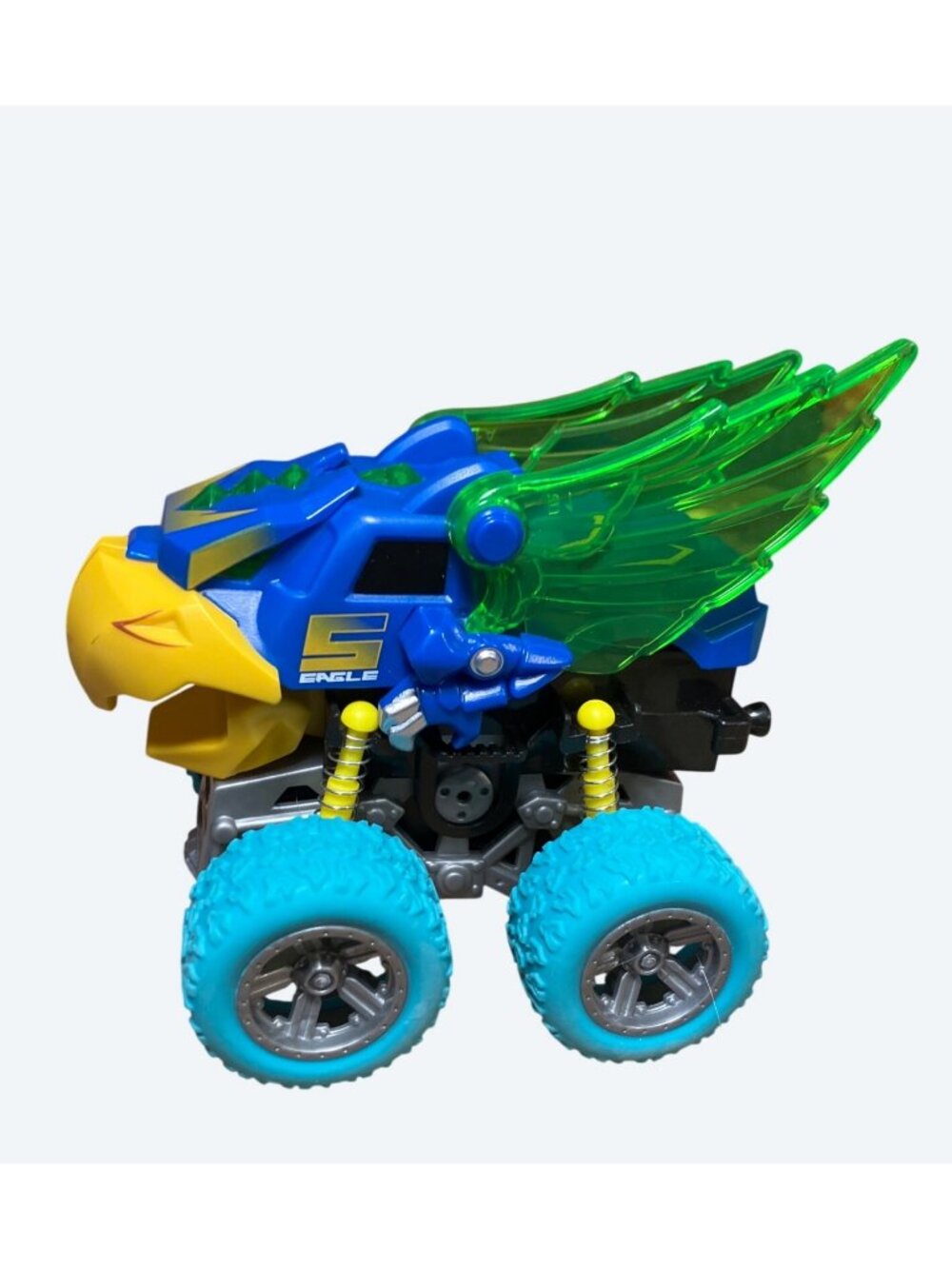 Eagle Themed Friction Driven  Blue Green Yellow Monster Truck
